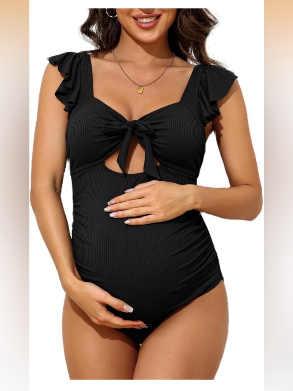 Charmo Maternity One-Piece 
Tie Knot Modest Bathing Suit Push Up XL 947